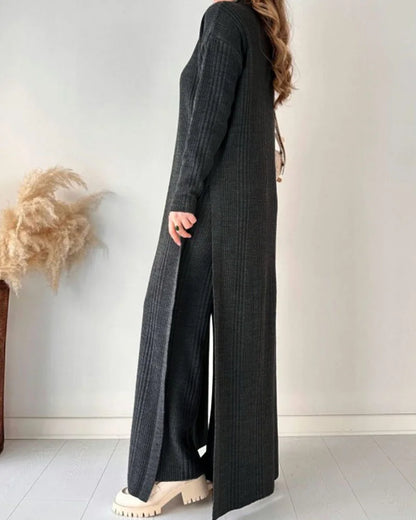 Wendy™ - Stylish Long Slit Knit Two-Piece Set