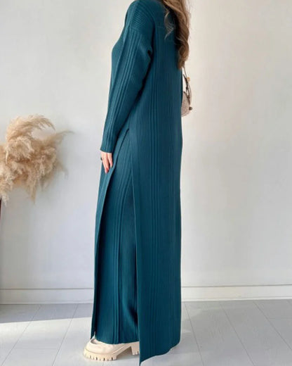 Wendy™ - Stylish Long Slit Knit Two-Piece Set