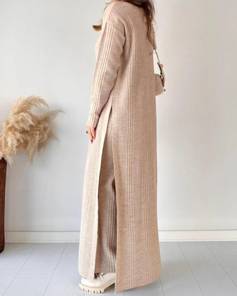 Wendy™ - Stylish Long Slit Knit Two-Piece Set