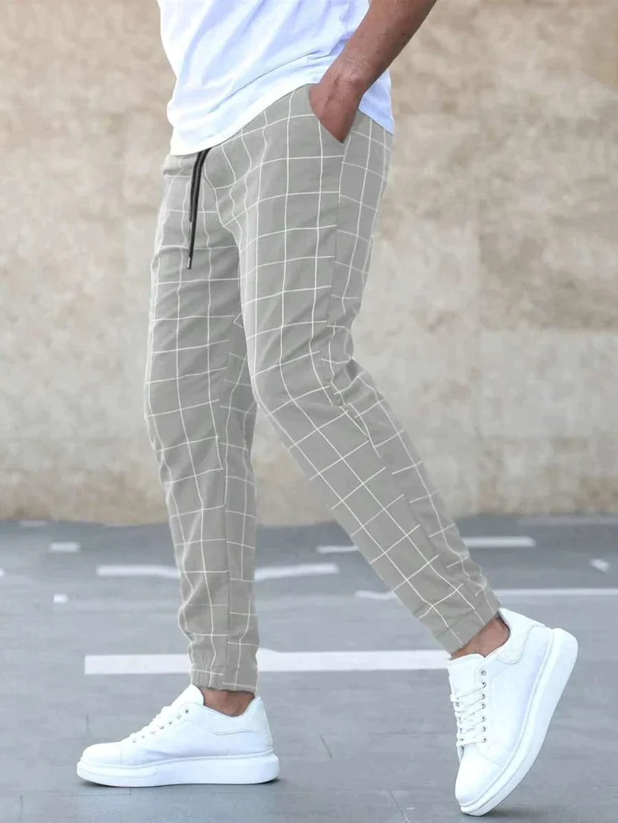 Matthew™ -  Elegant trousers with grid Pattern