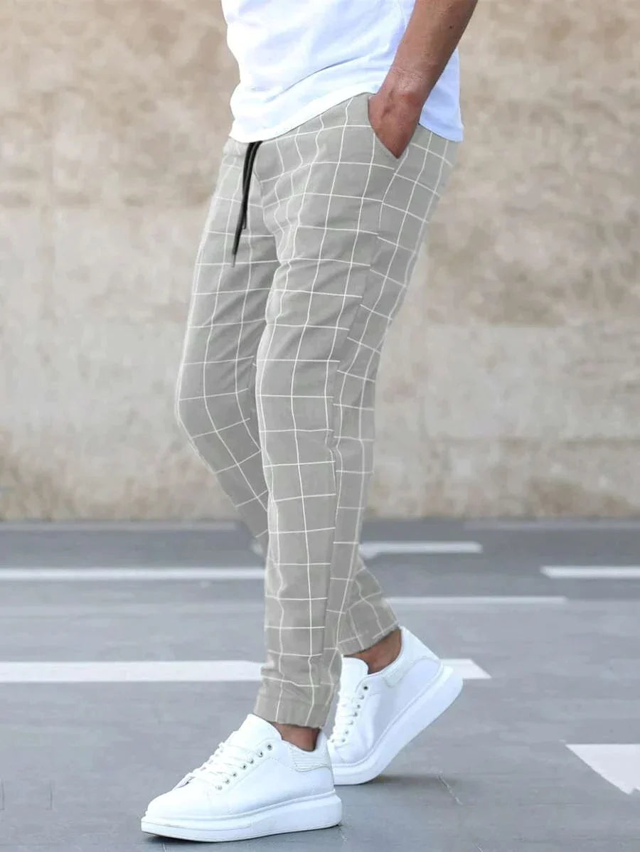 Matthew™ -  Elegant trousers with grid Pattern