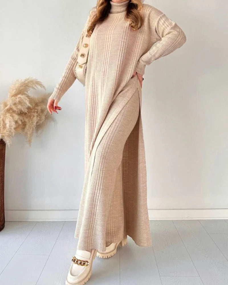 Wendy™ - Stylish Long Slit Knit Two-Piece Set