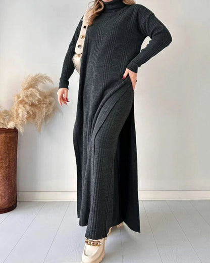 Wendy™ - Stylish Long Slit Knit Two-Piece Set